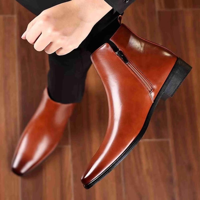 Men\'s Chelsea Boots Classic Side Elastic Band Slip On Comfortable Dress Ankle Amazon.com | Roknemo Mens Black Chelsea Boots - Classic PU  main image 3