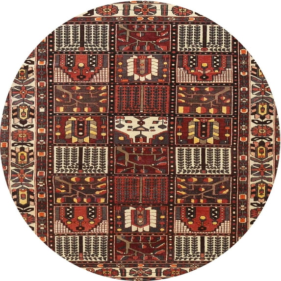 Ahgly Company Machine Washable Indoor Round Traditional Saffron Red Area Rugs, 4' Round