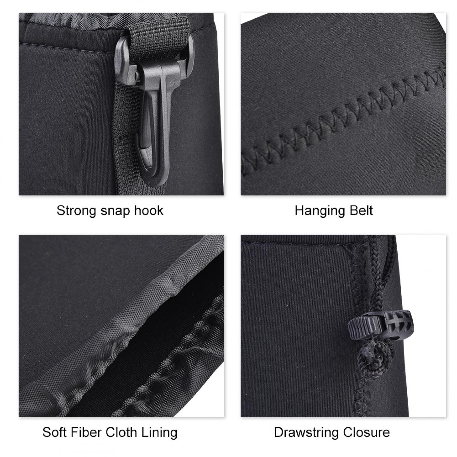 Étui Pour Objectif D'appareil Photo - Sac Néoprène Imperméable, Noir, Taille S (6.8x10 Cm) Avec Crochet De Ceinture