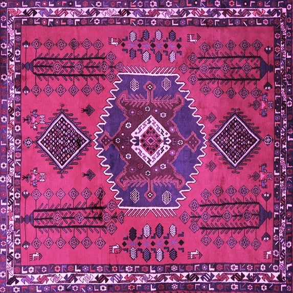 Ahgly Company Indoor Square Persian Purple Traditional Area Rugs, 8' Square