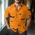 thumbnail image 2 of JGNGSHN Halloween Button Down Shirt for Men Casual Short Sleeve Hawaiian Shirt Colorful Funny Pumpkins Skull Print Tees 2025 Fall Clothes, 2 of 7