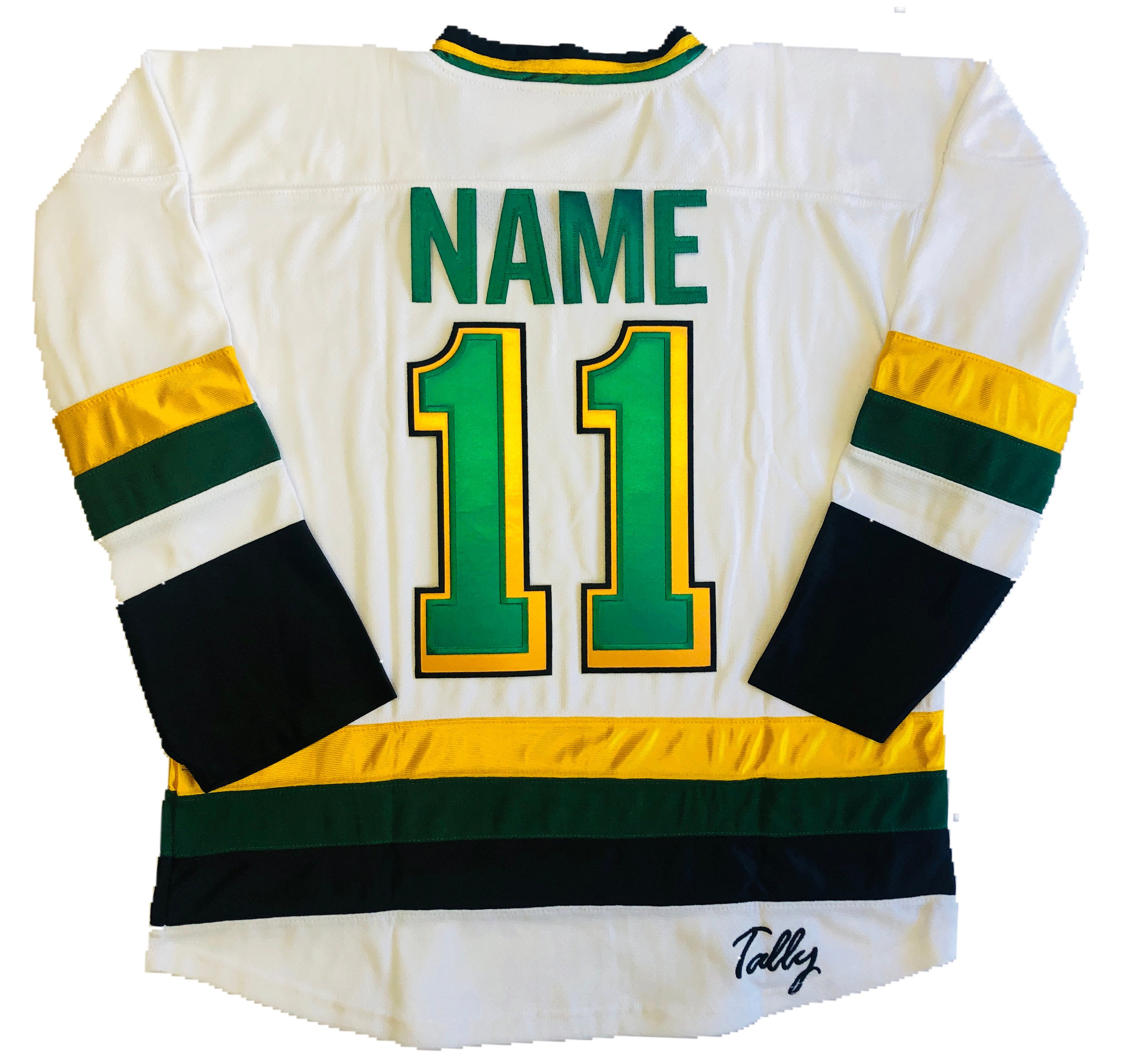 Green and White Hockey Jerseys with The North Stars Twill Logo, Size: Adult 2XL