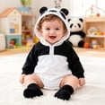 thumbnail image 2 of CUZIBR Boys Halloween Girls Panda Onesie Hooded Animal Romper Bodysuit Crew Neck Long Sleeve Lovely Cosplay Party Clothes,White,12-18 Months, 2 of 4