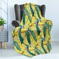 thumbnail image 4 of Colorful Soft Flannel Fleece Throw Blanket, Watercolor Style Peacocks and Long Tails on Flowered Branches, Cozy Plush for Indoor and Outdoor Use, 70" x 90", Pastel Yellow and Multicolor, by Ambesonne, 4 of 5