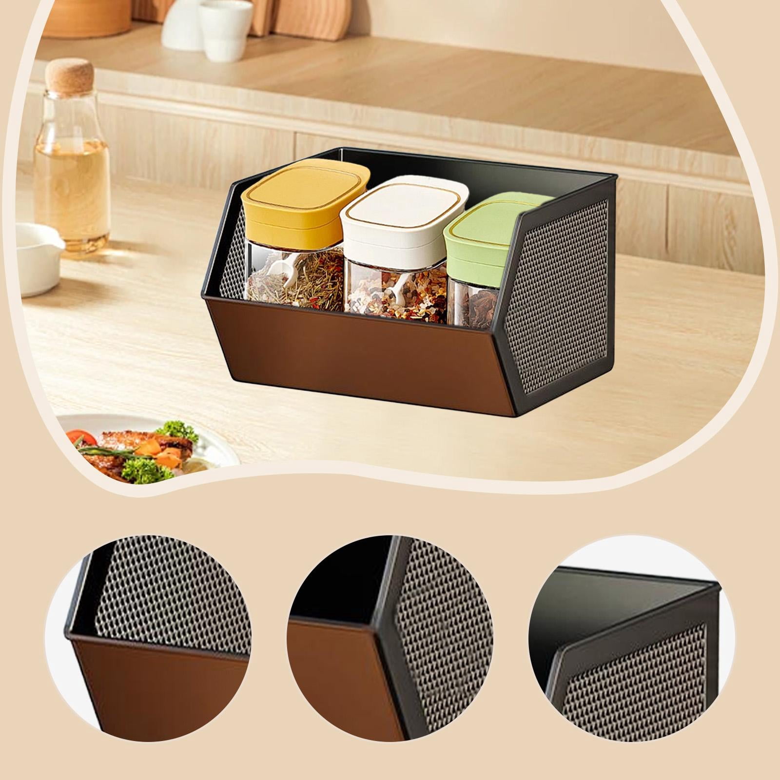 Seasoning Rack Kitchen Organizer Fridge Shelf Waterproof Carbon Steel for Refrigerator Pantry and Home Storage