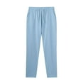 thumbnail image 3 of Caqnni Mens Cotton Linen Drawstring Pants Loose Fit Lightweight Pants Lounge Pants with Pockets Summer Beach Trousers (Light Blue,3XL), 3 of 5