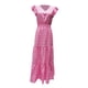 thumbnail image 4 of VISgogo Vestido largo de playa de verano para mujer, manga con volantes, cuello en V, bohemio, floral, línea A VISgogo  moda, 4 of 6