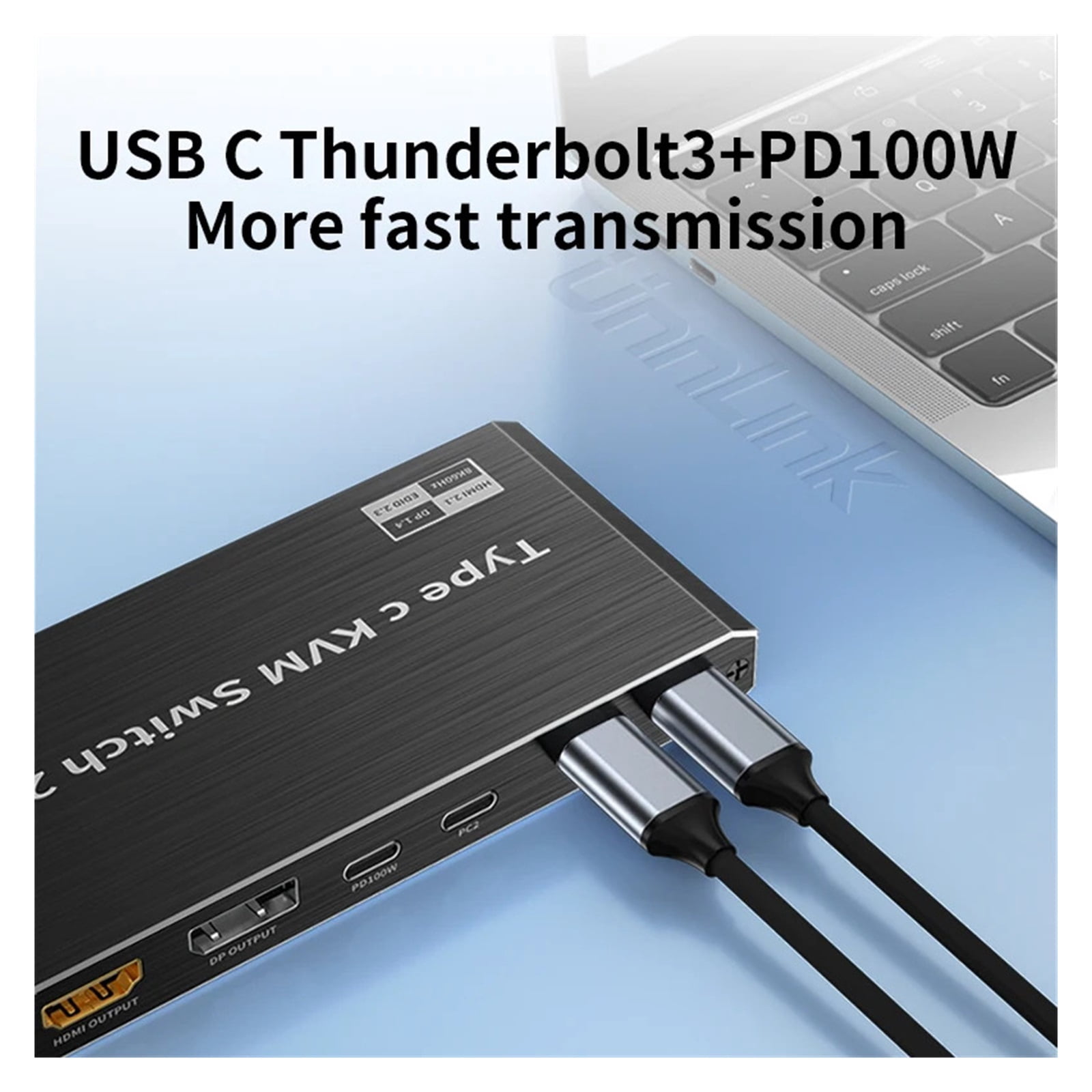 8K 60Hz USB Type C KVM Switch 2x1 4K 120Hz Thunderbolt 3/4 Video Switcher For 2 Laptop Connect To 1 DP Or Monitor