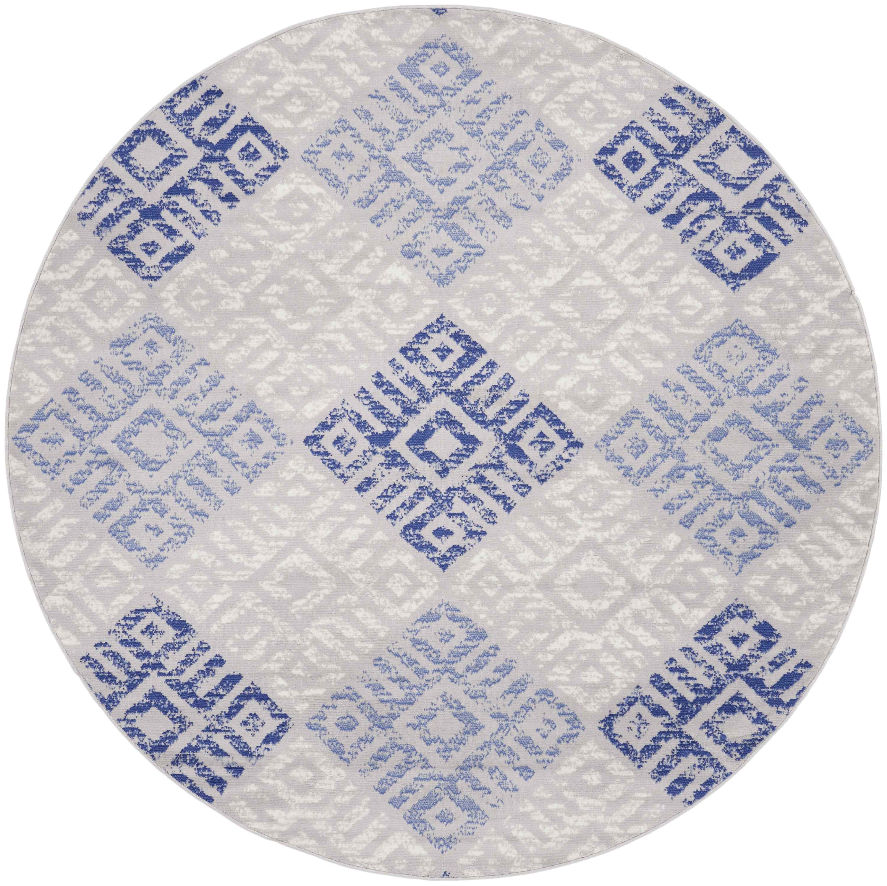 Nourison Whimsicle Contemporary Modern Grey Blue 8' x round Area Rug, (8' Round)