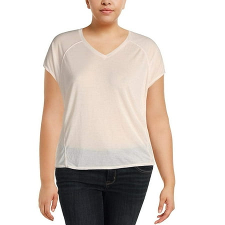 Calvin Klein Performance Women's Relaxed Tie-Back T-Shirt, Bone, XXL