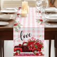 thumbnail image 3 of Table Runners 90 Inches Long Dress Scarves, Valentine's Day Farmhouse Coffee/Dining/Kitchen Table Runner for Living Room, Red Truck Roses Love Leaves Pink Plaid 13x90 Inch, 3 of 9