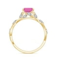 thumbnail image 3 of Vine Art Leaf Style Moissanite Ring Princess Cut Pink Sapphire Engagement Ring in Sterling Silver/ Yellow Gold Plated Engraved Promise Wedding Band Ring September Birthstone Jewelry, Ring Size 8, 3 of 8
