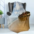 thumbnail image 4 of Shipwreck Soft Flannel Fleece Blanket, Antique Rusty Pirate Ship Wreck on the Coast in Caribbean Island Pacific Sea View, Cozy Plush for Indoor and Outdoor Use, 60" x 80", Multicolor, by Ambesonne, 4 of 5