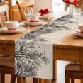 thumbnail image 5 of Beige Black Branches Table Runner 108 Inches, Botanical Dead Tree Birds Bed Runner Dresser Scarves Tabletop for Indoor Outdoor Parties/Ceremony/Banquet, 13"x 108", 5 of 9