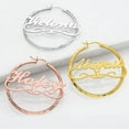 thumbnail image 2 of Personalized Planet Women's Sterling Silver Script Name Diamond Cut Large Hoop Earrings, 2 of 2
