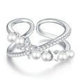 thumbnail image 2 of BNNG Double Layer Star Pearl Ring For Women Summer Fashion Personalized Ring Opening Adjustable Index Finger Ring Open Knuckle Rings for Women Adjustable Thumb Finger Rings, 2 of 8