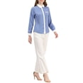 thumbnail image 2 of INSPIRE CHIC Women's Color Block Button Down Long Sleeve Work Shirt M Blue, 2 of 7