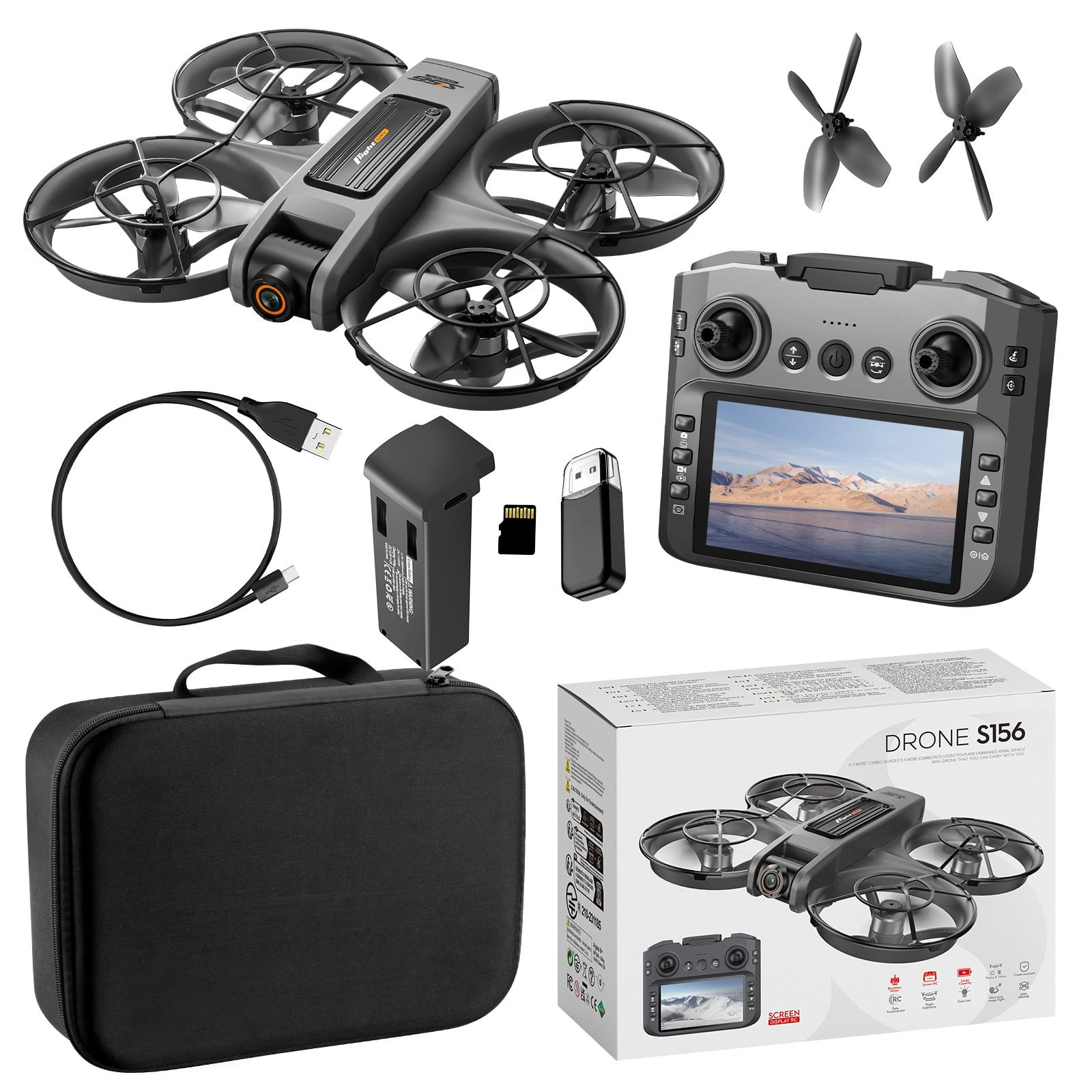 Drone with 6Inch Screen, Remote Control Brushless Motor And Cool LED Lights Drones 2.4G RC Quadcopter with Storage Card, Remote Control Toys Gifts