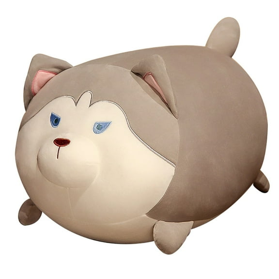 Surakey 19.6"Large Throw Pillow Plush Cushions Animal Husky Plush Dog Toys Stuffed Dolls as Kids Gifts Gray