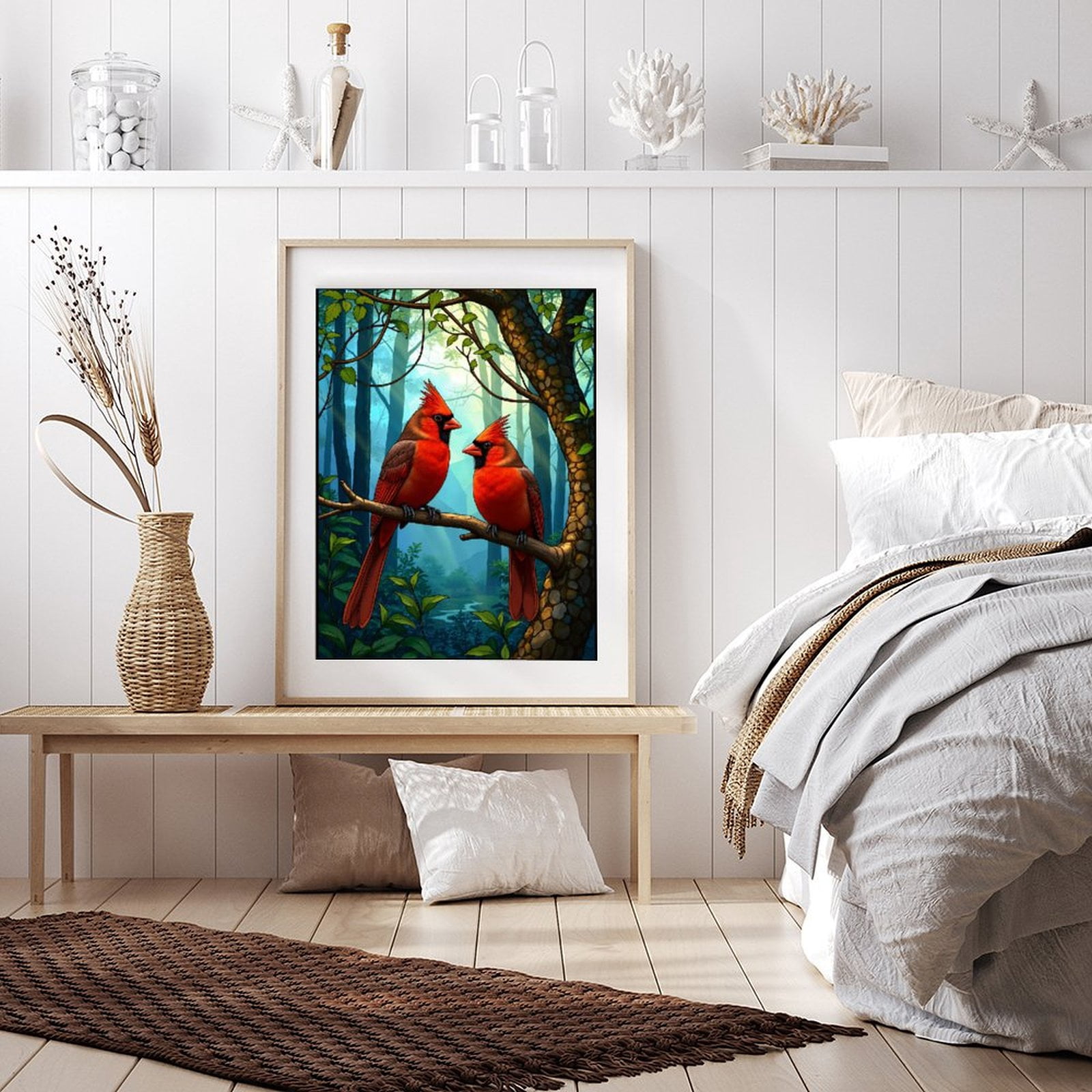 Diamond Art Kit for Adults, Cardinal Birds In Enchanted Woods Diamond Painting for Adults Beginners, 5D DIY Diamond Art Painting Kits, Colorful Diamond Painting Craft for Home Decor 12x16
