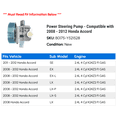 thumbnail image 2 of Power Steering Pump - Compatible with 2008 - 2012 Honda Accord 2009 2010 2011, 2 of 2