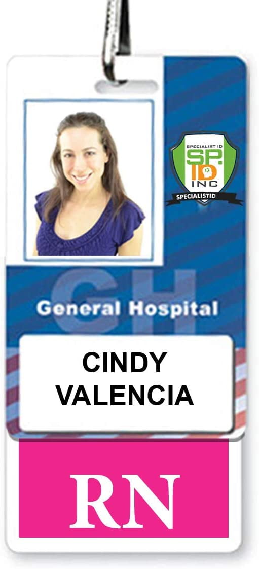25 Pack - RN Badge Buddy - Vertical ID Badge Backer Card for Registered Nurses - 2 Sided Quick Role Identifier Nurse ID Tag Backer by Specialist ID (Hot Pink)