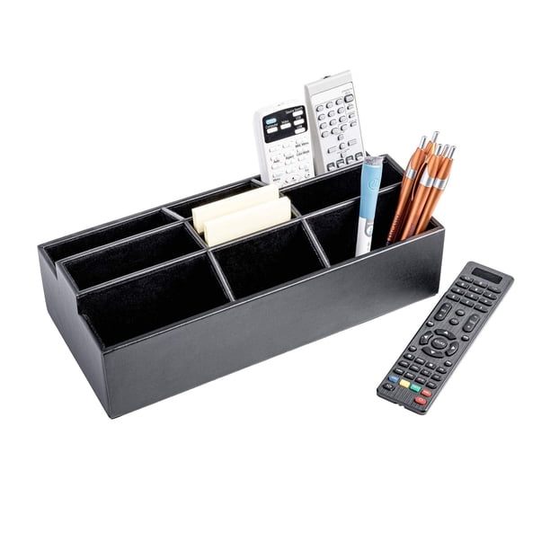 Dacasso Organizador De Control Remoto De Cuero Sintético - 9 Compartimento(S) - Negro - Cuero Sintético De Pana De Cuero Sintético - 1 Unidad