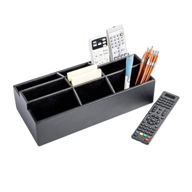 Dacasso Organizador De Control Remoto De Cuero Sintético - 9 Compartimento(S) - Negro - Cuero Sintético De Pana De Cuero Sintético - 1 Unidad