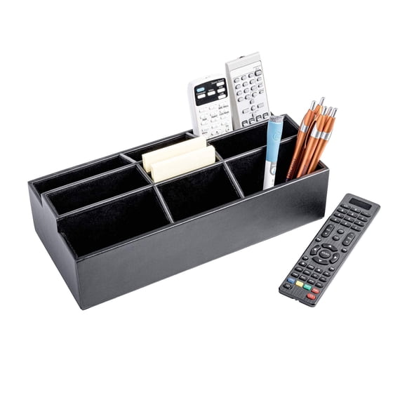Dacasso Organizador De Control Remoto De Cuero Sintético - 9 Compartimento(S) - Negro - Cuero Sintético De Pana De Cuero Sintético - 1 Unidad