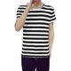 thumbnail image 1 of Camiseta De Rayas De Manga Corta Con Cuello Redondo Para Negro 44 Unique Bargains Camisa, 1 of 7