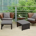 thumbnail image 3 of YYEAN  2 Pieces Patio Rattan Ottomans, All Weather Outdoor Footstool Footrest Seat with Soft Cushion, Hidden Zipper, High-Density Sponge, Wicker Ottoman Seat for Patio, Garden, Poolside (Grey), 3 of 10