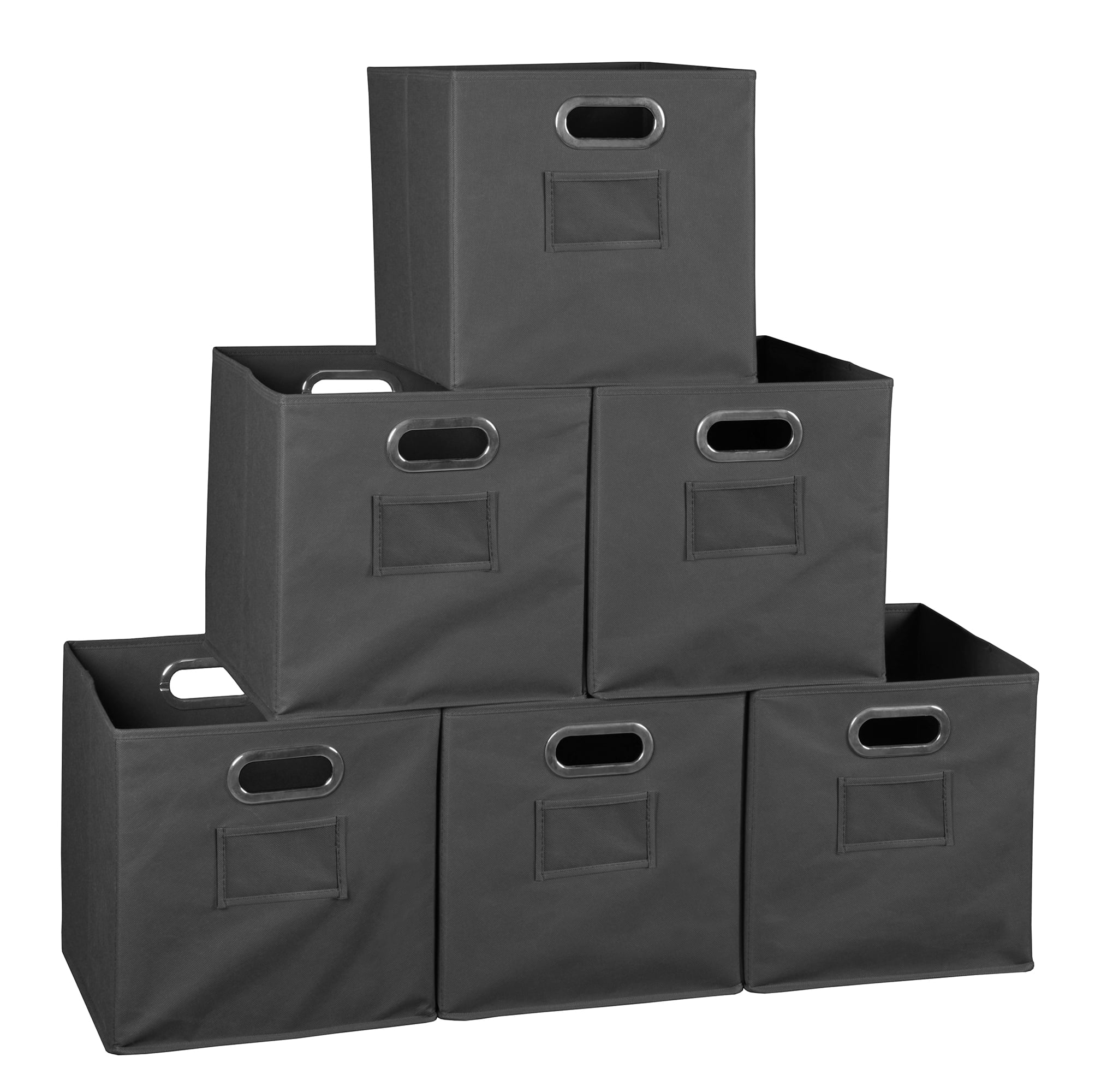 Collapsible Home Storage Set of 6 Foldable Fabric Storage Bins Grey