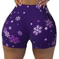 thumbnail image 2 of Susaid Crystal Purple Snowflake Print Intensify Workout Shorts for Women Seamless Scrunch Short Gym Yoga Running Sport Active Exercise Fitness Shorts-Medium, 2 of 8