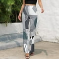thumbnail image 3 of Abstract Geometric Grey Design High Waisted Casual Flared Trousers Summer Home Pants Gift Street Fashion Night Club Big Size Trousers, 3 of 5