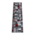 thumbnail image 2 of Emma + Oliver 2x7 Modern Cubist Olefin Accent Runner Rug in Gradient Shades of Black, Gray and Red with Natural Jute Backing, 2 of 6