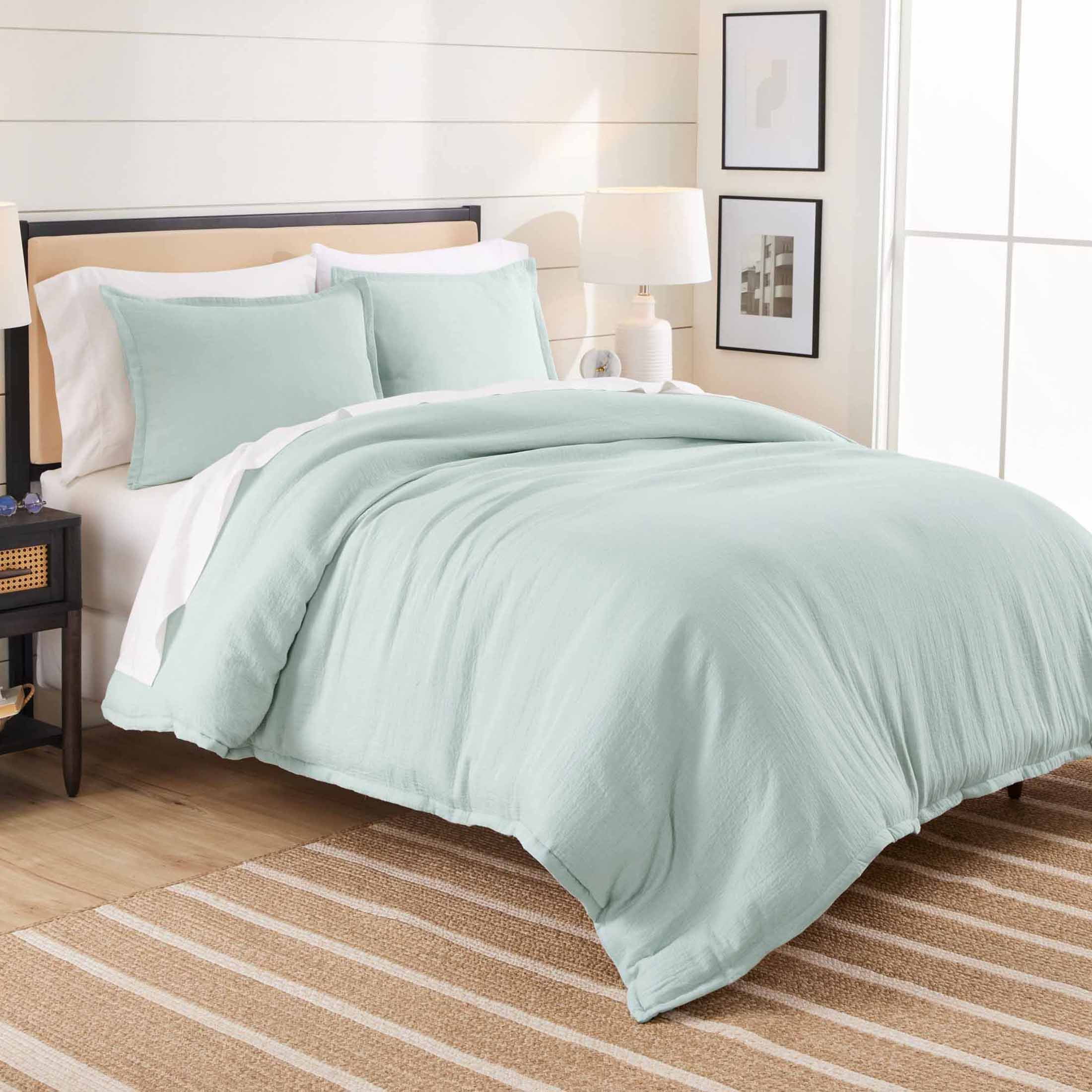Better Homes & Gardens 3-Piece Sage Green Crinkled Gauze Comforter Set, Adult King