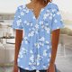 thumbnail image 1 of Fiudx Camisetas para Mujer Top Corto con Botones y Cuello En V Estampado para Mujer, 1 of 3