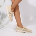 thumbnail image 2 of Rexoro Women's Slip-On Flats Breathable Knit Lightweight Comfortable Daily Casual Walking Shoes Beige 6, 2 of 7