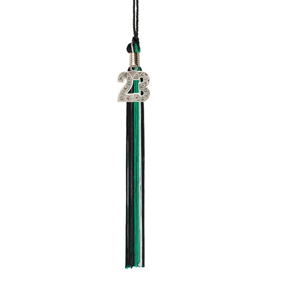 Class Act Graduation Graduation Tassel - 2023 - Bling Charm - 3 Color, Black / Green / Silver