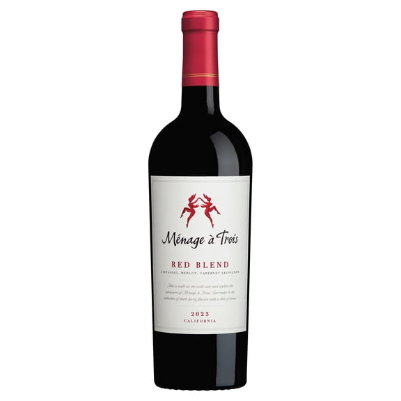 Menage a Trois California Red Blend Red Wine, 750 ml Glass Bottle, 13.5% ABV