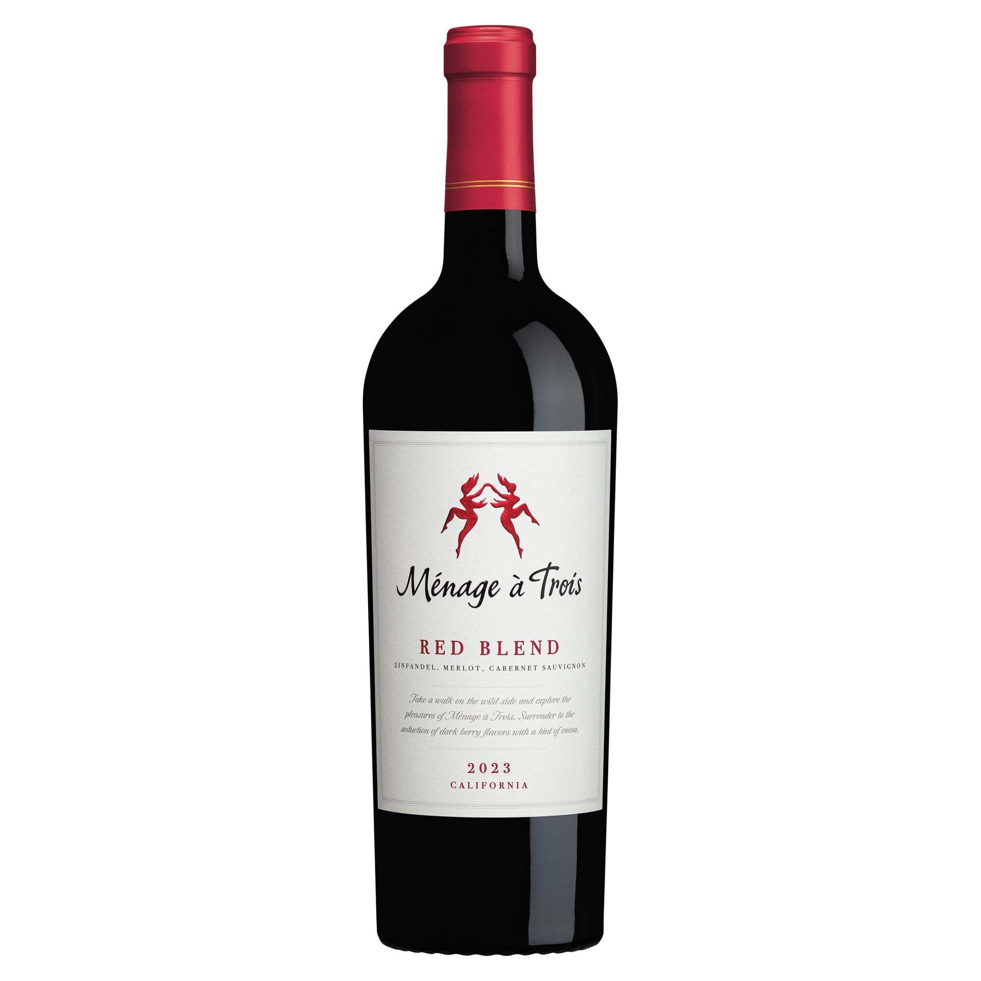 Menage a Trois California Red Blend Red Wine, 750 ml Glass Bottle, 13.5% ABV