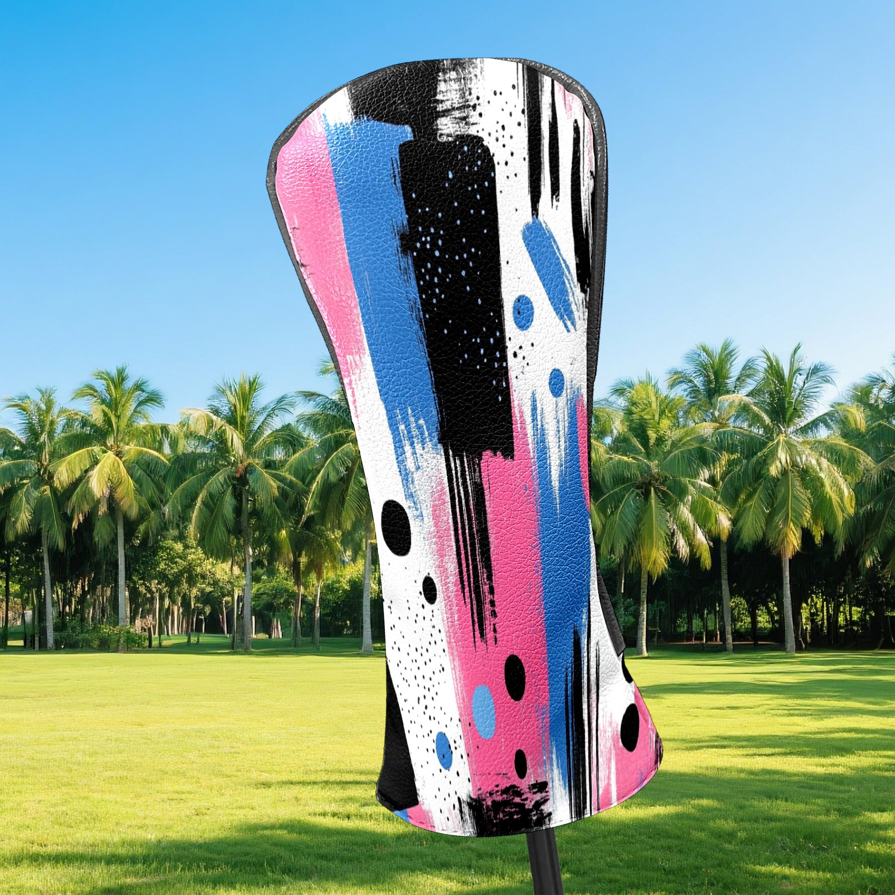 Golf Club Covers PU Leather Waterproof Head Covers for Fairway Woods Hybrids Hand-drawn Graphics