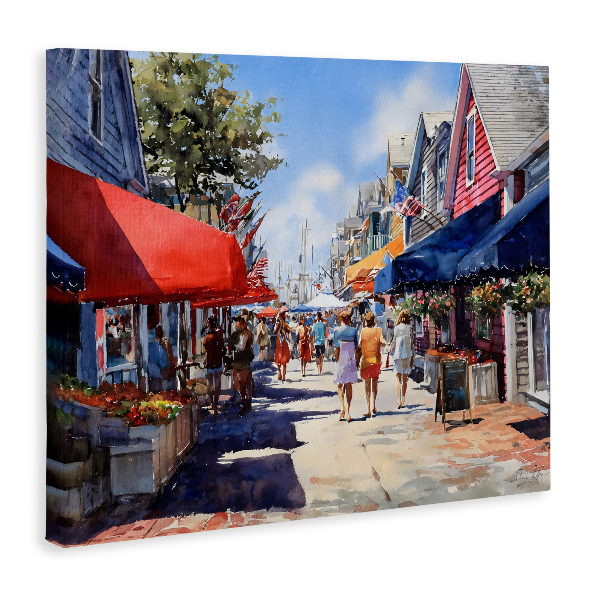 Stupell Industries American Coastal Town Stroll Canvas Wall Art, design by Franklyn Gregory