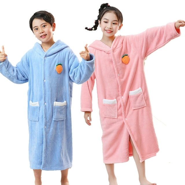 Esaierr Kids Boys Robe Bathrobe Loose Cute Rabbit Bathrobe Autumn Winter with a Hat Bathrobe for Toddler 6-12Y