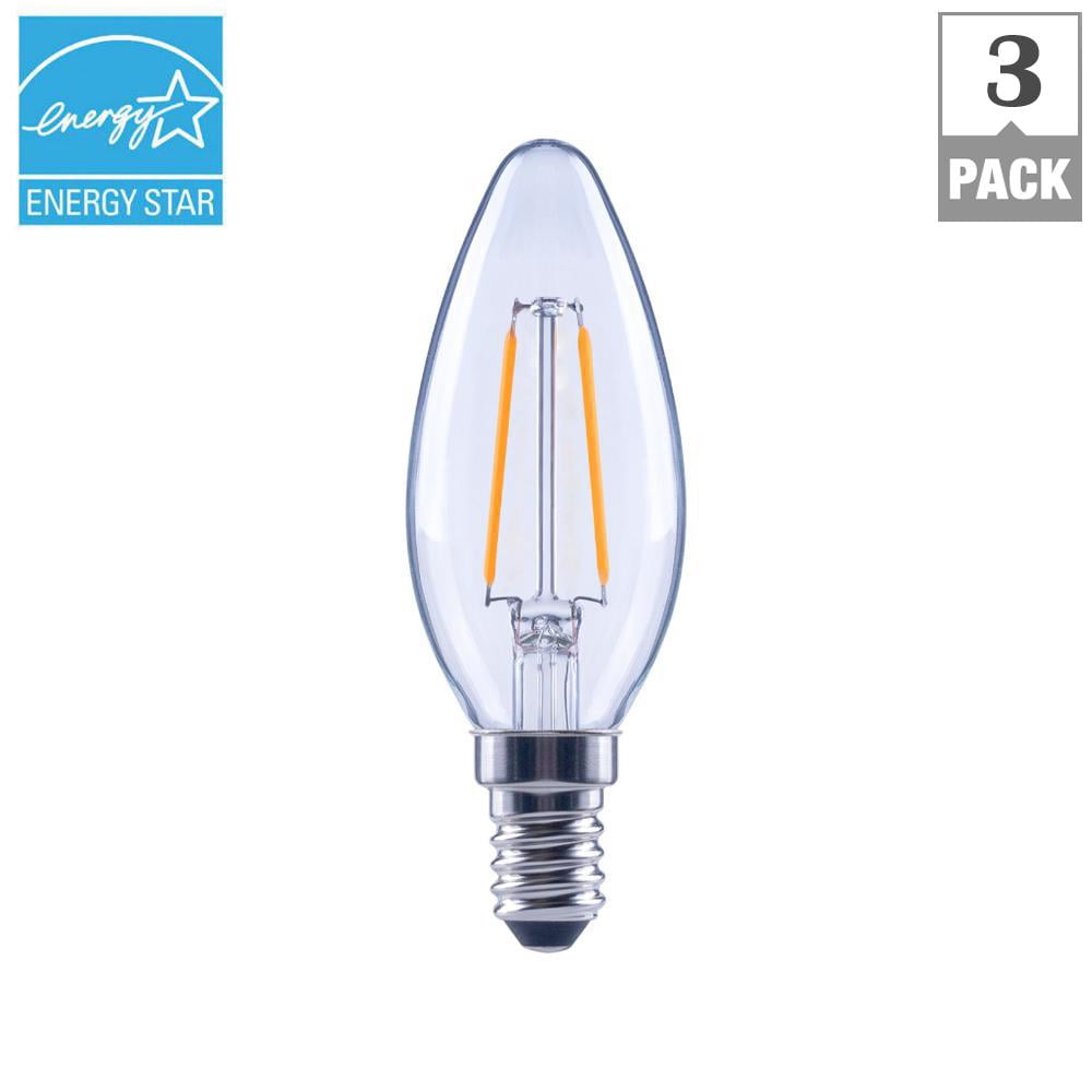 EcoSmart 25-Watt Equivalent B11 Candle Dimmable Energy Star Clear Glass Filament Vintage LED Light Bulb Daylight (3-Pack)