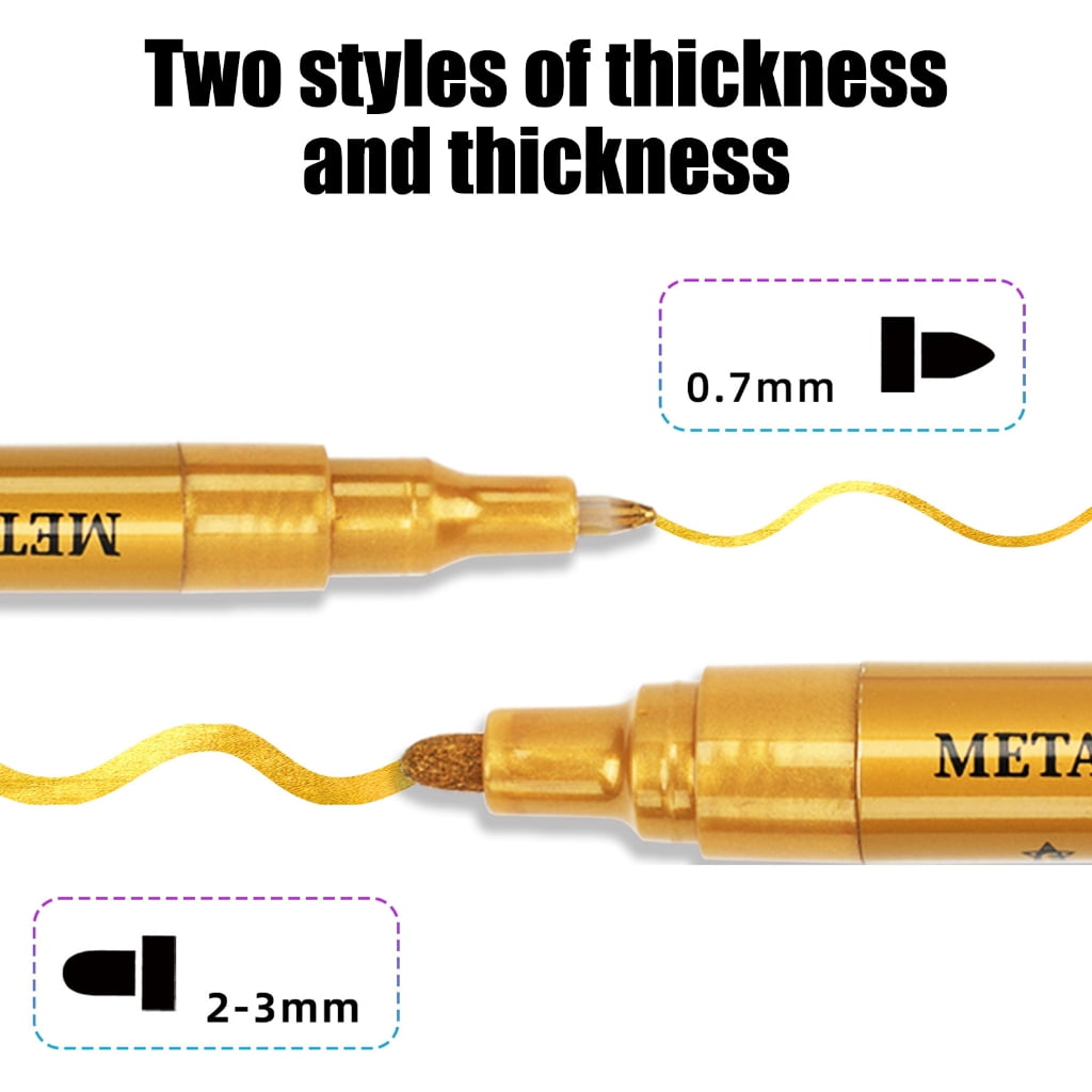 Double Ended Glittered Acrylic Paint Pen 12 Color Metallic Acrylic Marker for Scrapbooking Journal Planner Card Making