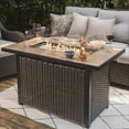 thumbnail image 3 of Nuu Garden Outdoor 43 Inch 50,000 BTU Propane Gas Fire Pit Table, Ceramic Tabletop Outdoor Fire Pit Table with Lid,Glass Fire Pit Wind Guard,Cover and Glass Beads, Dark Brown, 3 of 10