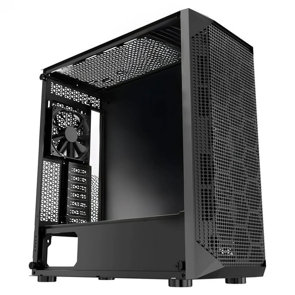 VEVOR PC Gaming Case, Mid-Tower, Computer Case with High-Airflow Tempered Glass Panel, Dust Filter, 4 x 120 mm Fans, Cable Management, for GPU up to 270 mm in Length, Compatible with ATX/M-ATX/ITX