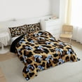 thumbnail image 3 of jejeloiu Kawaii Bow Tie Full Size Comforter Sets,Retro Leopard Cheetah Hide Bedding Comforter Set,Blue Brown Bedding Sets For Adults,Microfiber Bedroom Decor Reversible,3-Piece, 3 of 8