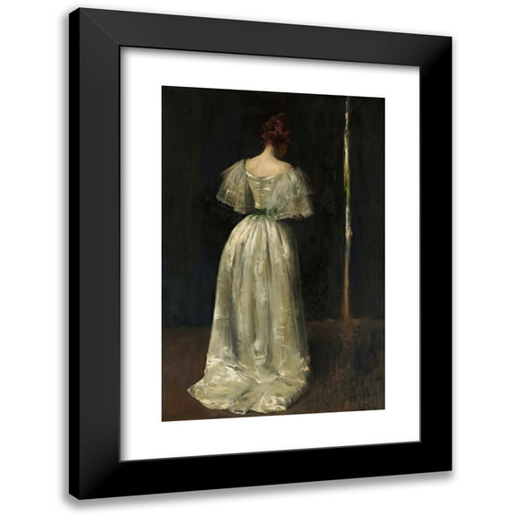 William Merritt Chase 11x14 Black Modern Framed Museum Art Print Titled - Seventeenth Century Lady (ca. 1895)